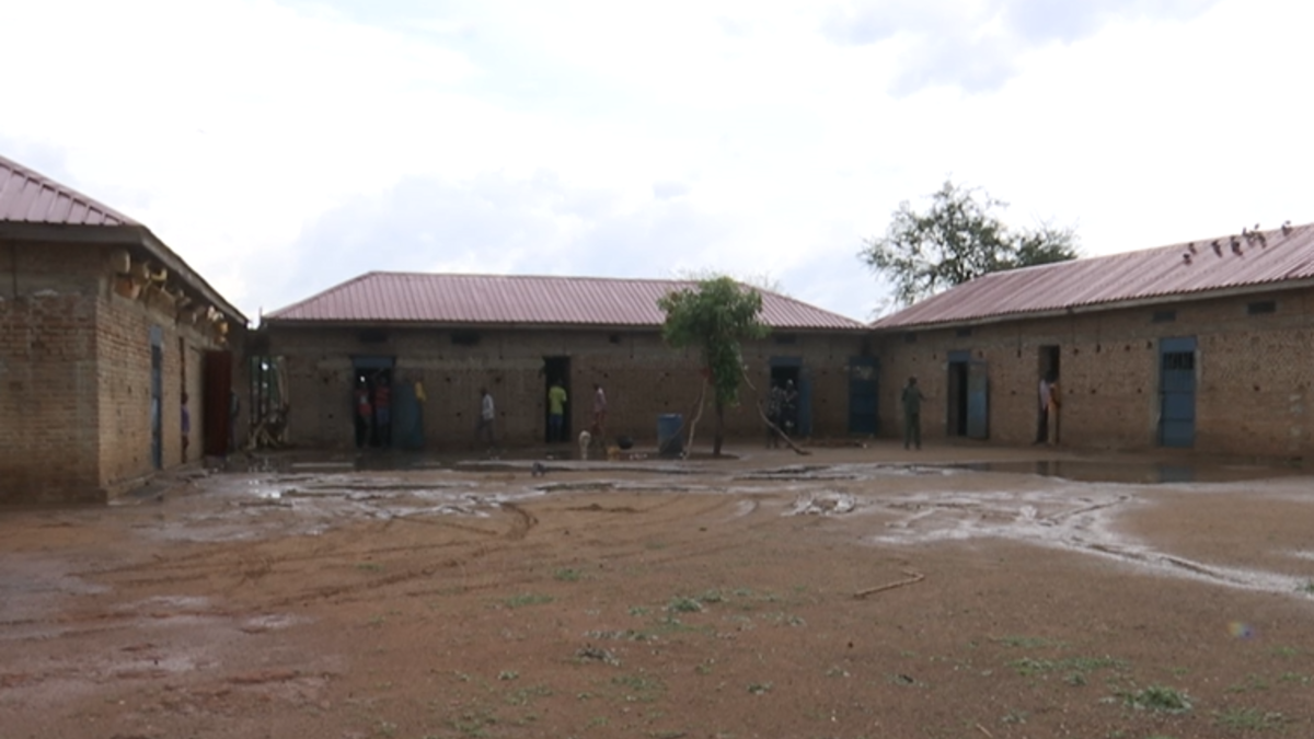 Three prison buildings adjoining with a courtyard between them