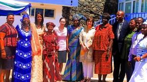 Locals and UN staff pose together