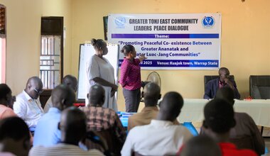 Peace South Sudan UNMISS UN peacekeeping peacekeepers elections constitution Press conference Tonj community leaders
