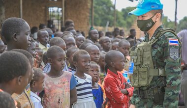 unmiss south sudan lainya school thailand thai peacekeepers handover educational material sports equipment clothes fans chairs