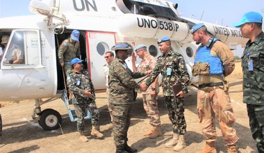 Peace South Sudan UNMISS UN peacekeeping peacekeepers development elections constitution security Force Commander Visit Maper Troops temporary operating base TOB