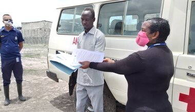 unmiss south sudan kodok fashoda ambulance covid-19 donation awareness face masks