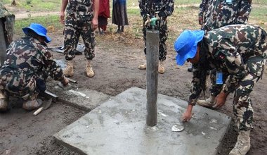 quick impact project unmiss south sudan nepalese peacekeepers rumbek water system taps installation