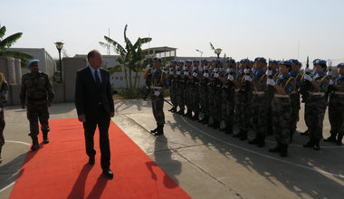 New UNMISS SRSG welcomed by guards of honour at UN House in Juba