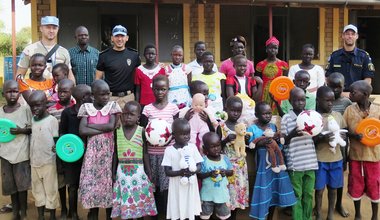 UNMISS Peacekeepers celebrate the arrival of 2018 at orphanage near Torit