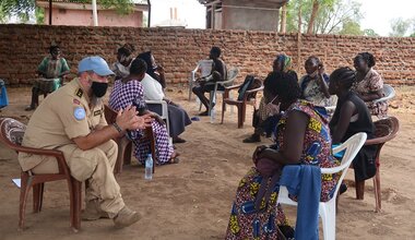 UNMISS peacekeepers lead a campaign in Eastern Equatoria State to raise awareness on harmful effects of child marriages