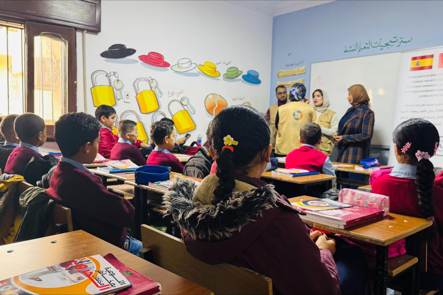 UNSMIL’s Mine Action Programme, together with its partners, the Libyan Mine Action Centre, the Libyan Peace Organization, and HALO Trust, delivered a risk education session at Hadaf Al Mareefa School in Salah Eddine, Tripoli