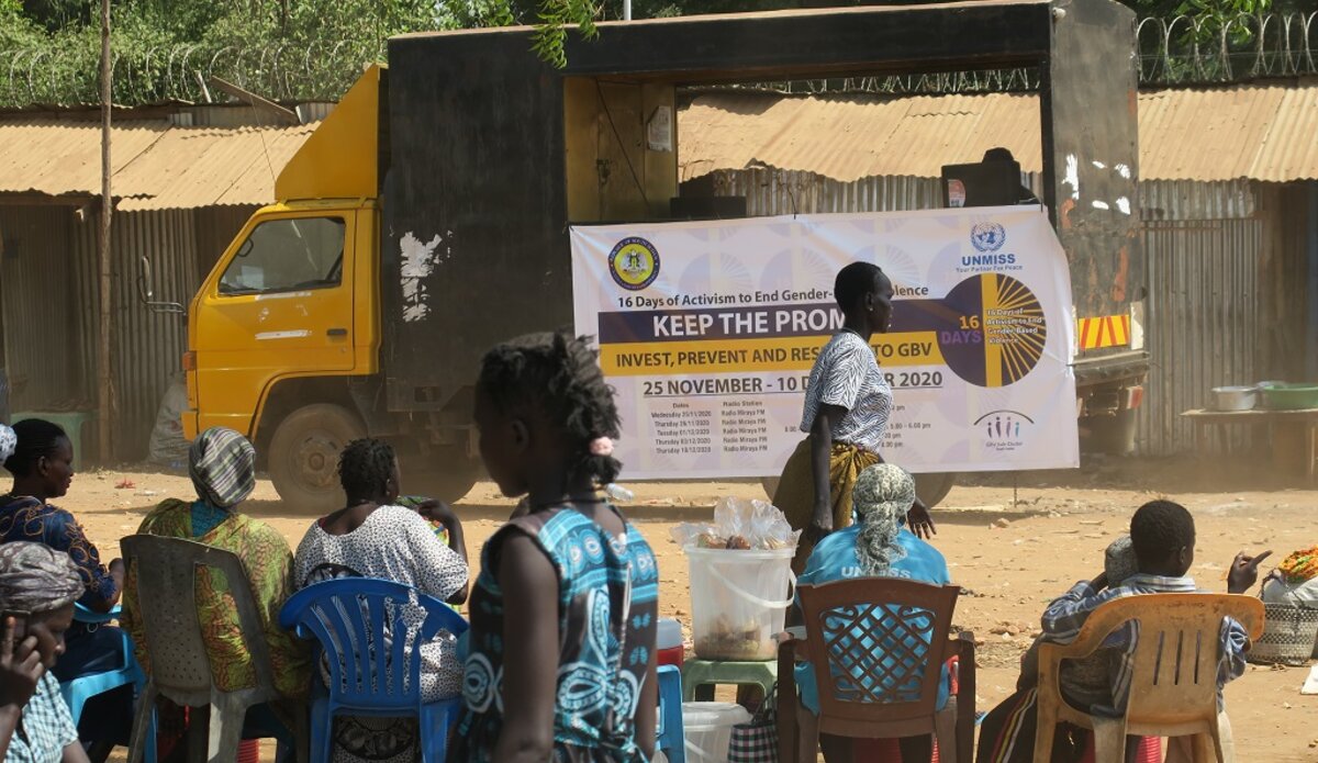 unmiss south sudan juba 16 days of activism against gender-based violence promo truck women disability hiv human rights
