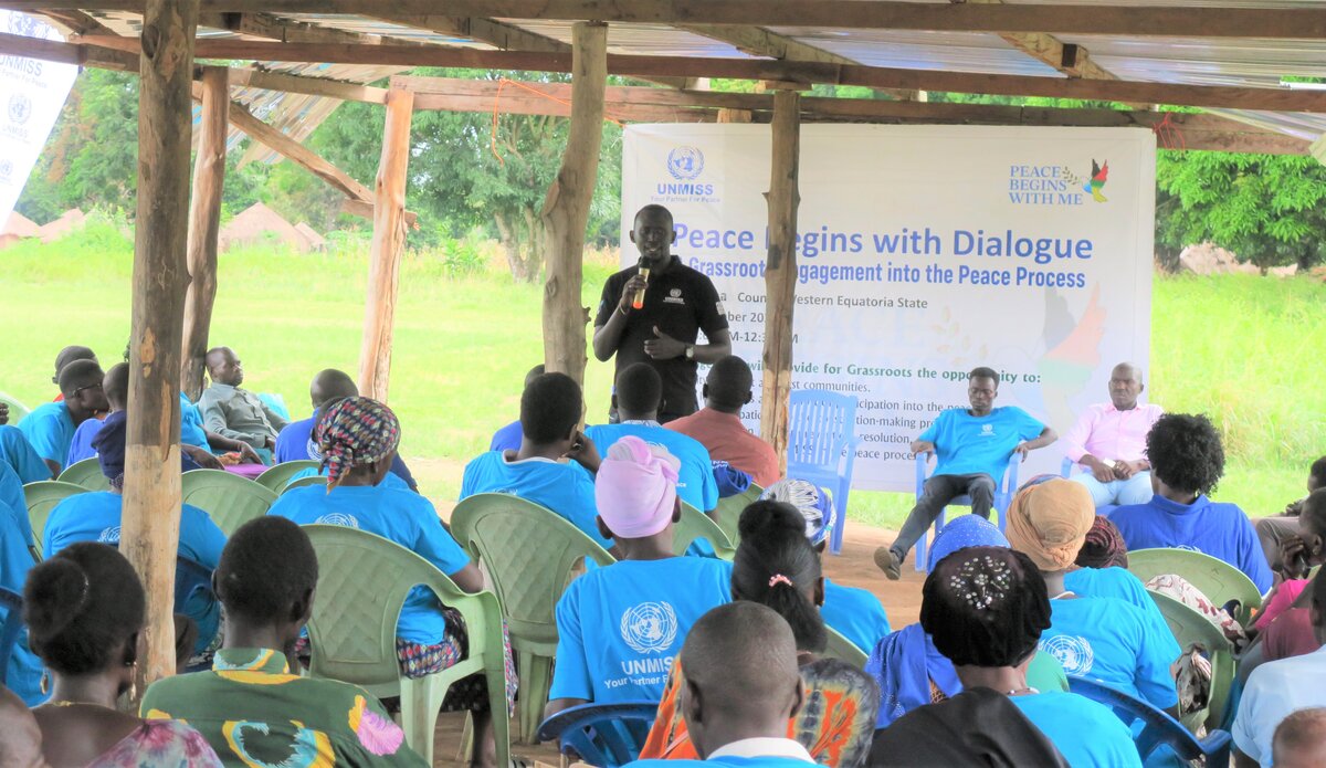 Peace South Sudan UNMISS UN peacekeeping peacekeepers elections constitution civil society civic education training grassroots Peace Begins with Dialogue Ibba