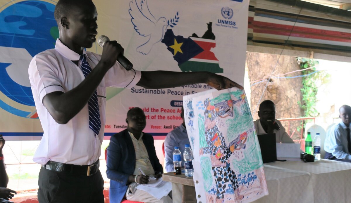 UNMISS protection of civilians peace day debate students revitalized peace agreement Aweil Northern Bahr El Ghazal unmiss united nations peacekeeping peacekeepers