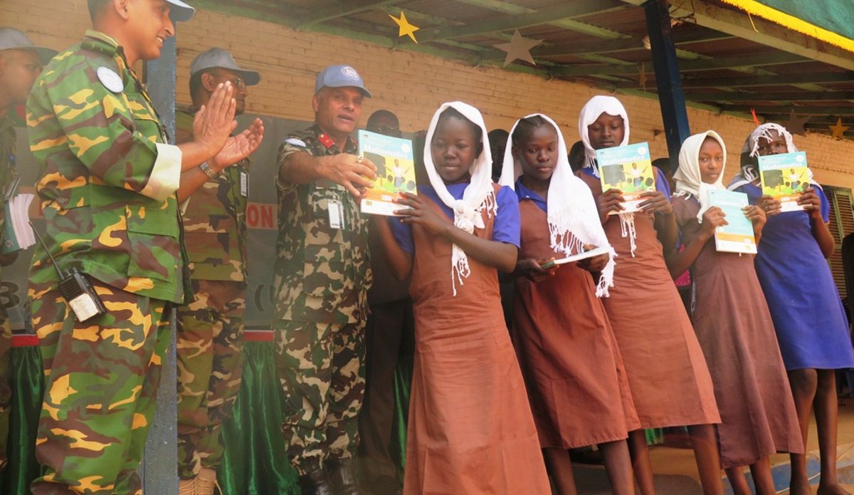 Peacekeepers give more than a thousand text books to girls’ school in Wau South Sudan Bangladesh UNMISS