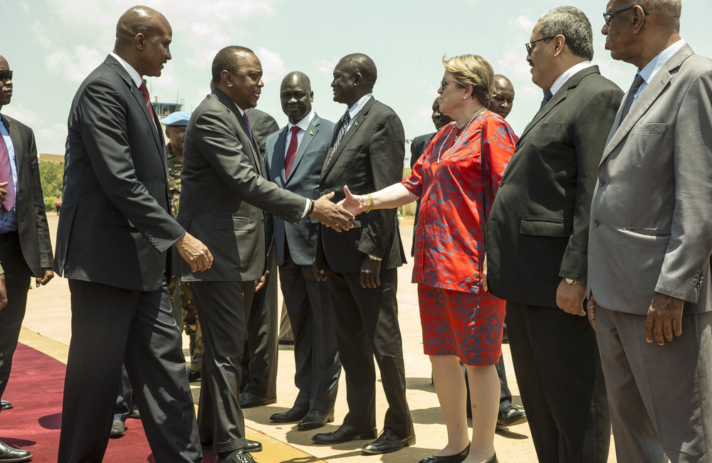 Uhuru Kenyatta, President of Kenya, meets with President Kiir, in Juba