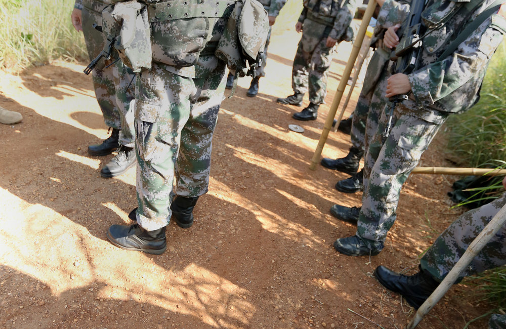 UNMISS Peacekeepers; INDBATT, ETHBATT, CHINBATT, UNPOL conduct weapons sweep operation along the western perimeter of PoC site 3, Jebel mountain, Juba