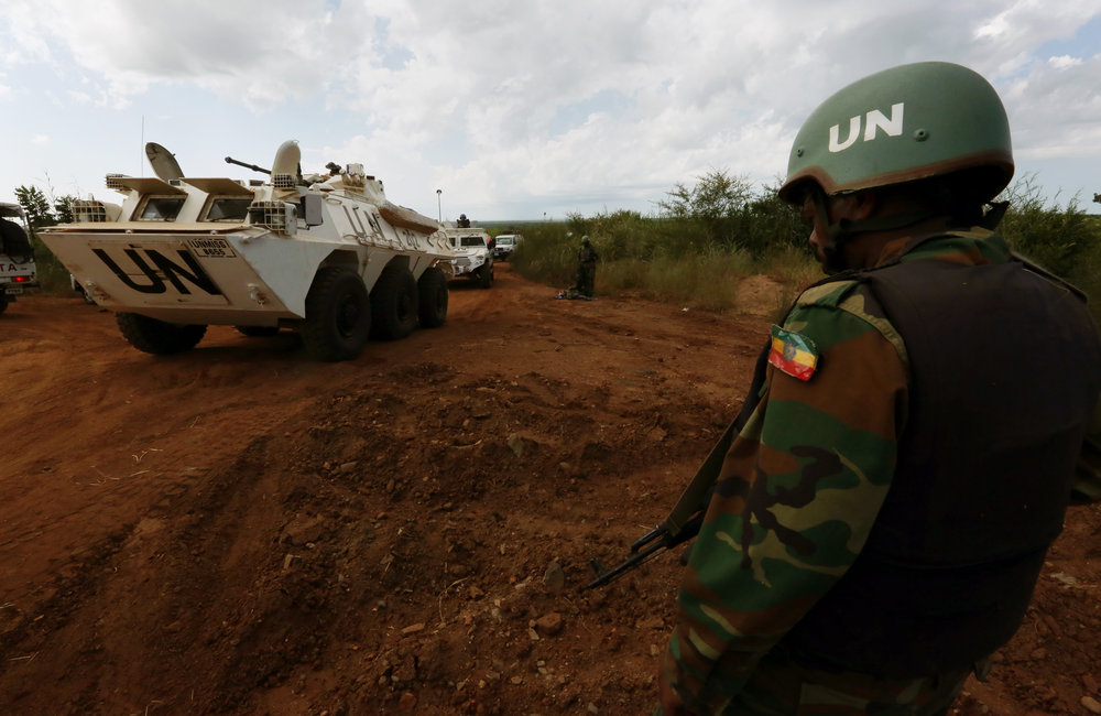 UNMISS Peacekeepers; INDBATT, ETHBATT, CHINBATT, UNPOL conduct weapons sweep operation along the western perimeter of PoC site 3, Jebel mountain, Juba