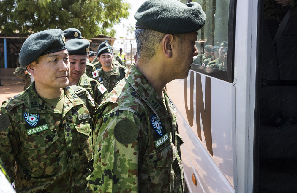 Japanese engineer troops, capable of coming to the aid of individuals related to UN operation under certain limited conditions, have arrived to serve the mission.