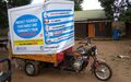 UNMISS-supported tricycles reach rural communities in Western Equatoria with COVID-19 messages