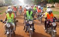 UNMISS donates protective gear to commercial motorbike drivers during road safety campaign in Torit 