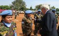 SRSG Nicholas Haysom visits military training center in Wau and awards medals to Bangladeshi peacekeepers